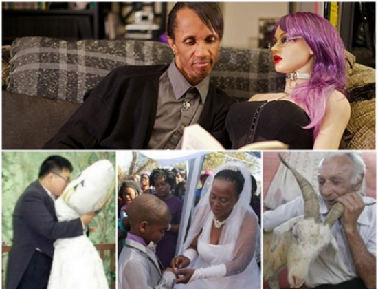 بالصور: أغرب حالات الزواج في العالم والتي استبدلت البشر بحيوانات وأشياء