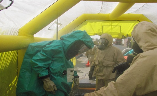 الدفاع المدني ينفذ تمريناً لحادث وهمي في شركة الصناعات الكيماوية في الحسا