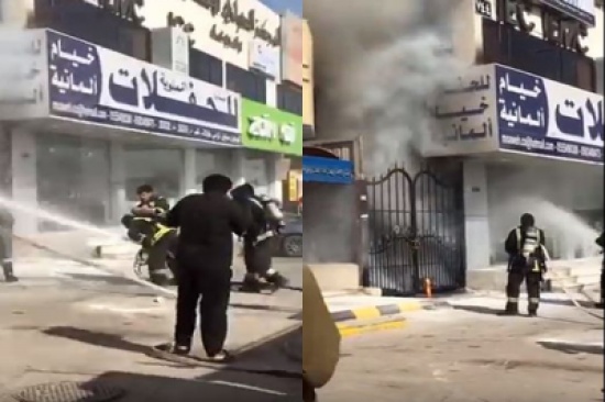 خرطوم مياه يخرج عن سيطرة فرد الدفاع المدني ويصيب زميله