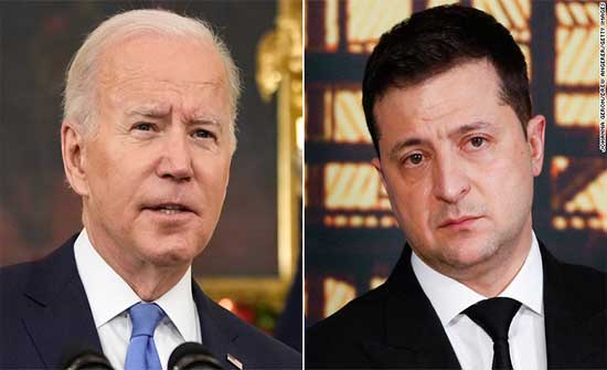 CNN : زيلينسكي جدد دعوته لبايدن بتقديم دعم عسكري ومالي أكبر لأوكرانيا CNN : زيلينسكي جدد دعوته لبايدن بتقديم دعم عسكري ومالي أكبر لأوكرانيا
