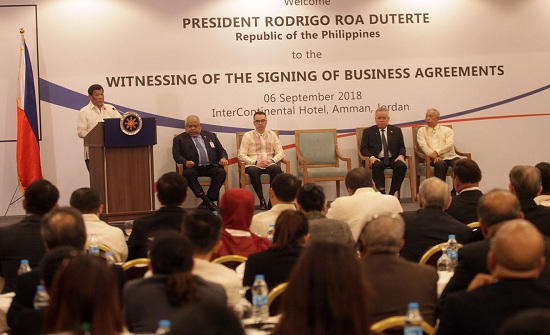 الرئيس الفلبيني يدعو إلى تعزيز التعاون الاقتصادي مع الأردن