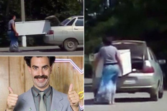 فيديو صادم| رجل يجبر خطيبته على حمل ثلاجة بين يديها وهو يقود سيارته!!