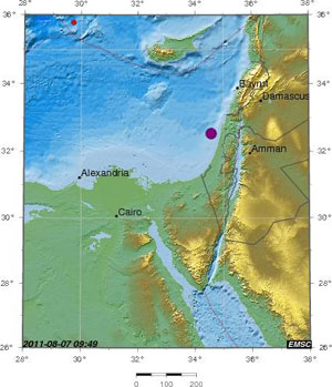 هزة ارضية في البحر المتوسط دون تأثير على المملكة 