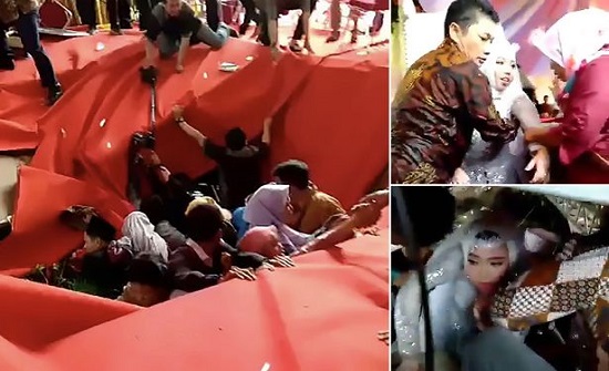 شاهدوا.. زفاف رومانسي ينتهي بسقوط العروس والعريس في الصرف الصحي شاهدوا.. زفاف رومانسي ينتهي بسقوط العروس والعريس في الصرف الصحي