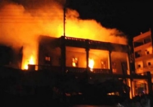 حريق مكتب محامي بالوسط التجاري في محافظة جرش