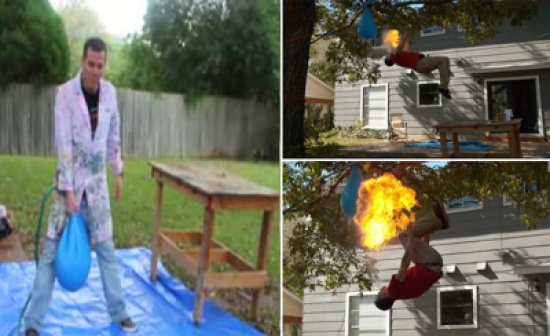 شاهد.. قفزة مثيرة لمغامر مجنون وسط النار