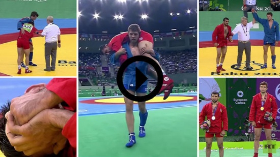 (فيديو) مصارع سامبو ينسى الفوز ويحمل خصمه المصاب لتلقي العلاج (فيديو) مصارع سامبو ينسى الفوز ويحمل خصمه المصاب لتلقي العلاج