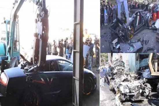 شاهد: لحظة إعدام مؤلمة لسيارة لامبورغيني