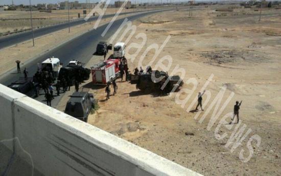 بالصور : اصابة 7 من عناصر الدرك اثر تدهور مصفحة من فوق جسر في معان