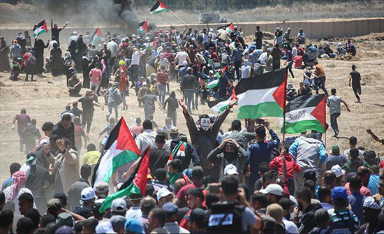 فلسطينيون يتظاهرون على حدود غزة رفضًا للحصار فلسطينيون يتظاهرون على حدود غزة رفضًا للحصار
