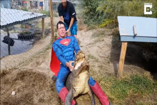 بالفيديو: سوبر مان في مواجهة تمساح ضخم.. فمن ينتصر؟