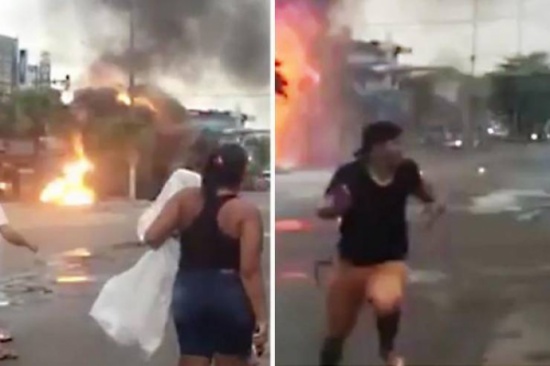 فيديو: انفجار شاحنة مليئة بأسطوانات الغاز في البرازيل فيديو: انفجار شاحنة مليئة بأسطوانات الغاز في البرازيل