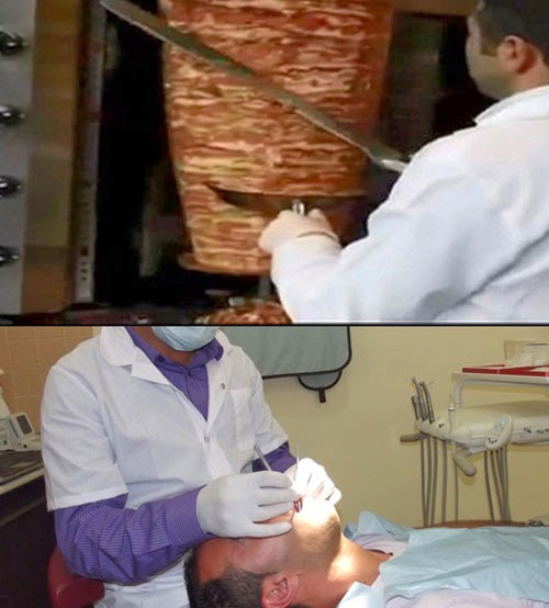 طبيب اسنان في الصباح .. وبائع شاورما في المساء !