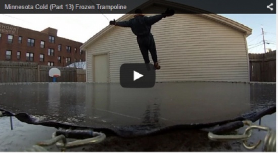 بالفيديو.. شاهد ماذا يحدث عند القفز على آلة وثب مغطاة بالجليد