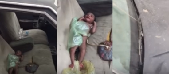 شاهد.. العثور على طفلة رضيعة ملطخة بالدماء
