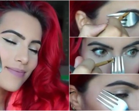 بالفيديو - شاهدي كيف تستخدم الشوكة لتطبّق ماكياجها من دون أخطاء.. ما فعلته بحاجبيها مذهل! بالفيديو - شاهدي كيف تستخدم الشوكة لتطبّق ماكياجها من دون أخطاء.. ما فعلته بحاجبيها مذهل!