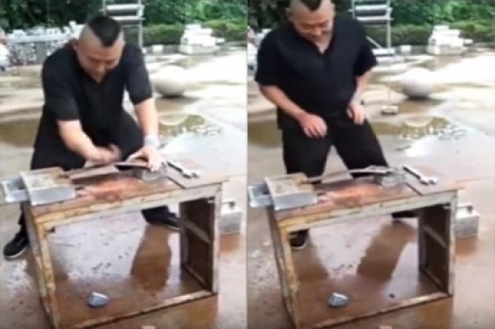 بالفيديو: لاعب كونغ فو يقوّم مفتاح ربط معوج بقبضة يده