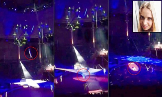 شاهد.. لحظة مروعة لسقوط لاعبة سيرك أمام الجمهور