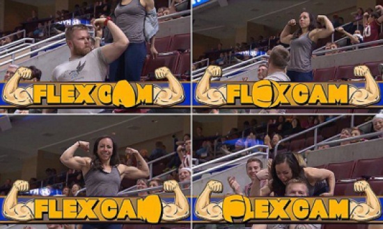 فتاة تضع شاب يستعرض عضلاته في موقف محرج