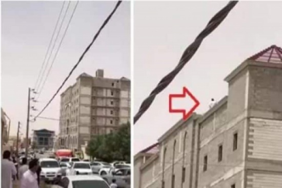 شاهد .. شاب يحاول الانتحار من أعلى بناية