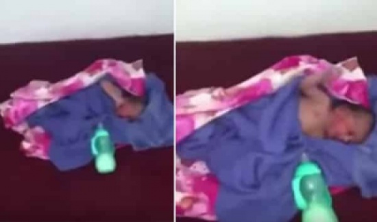 شاهد: لحظة العثور على طفل حديث الولادة ملقى داخل مسجد!
