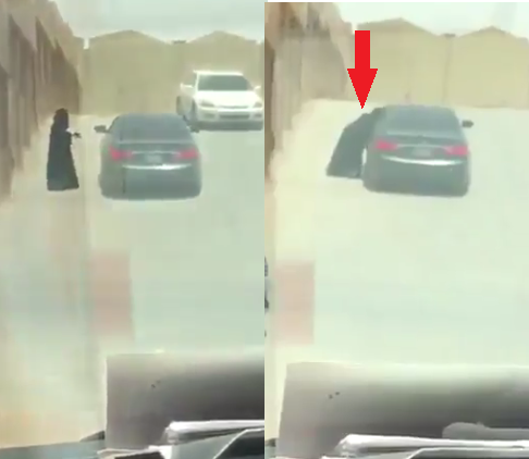 فتاة سعودية تتبادل “ القبل ” مع شاب في الشارع!!