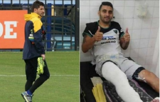 شاهد... حارس مرمى يتسبب في كسر ساق مهاجم ليمنعه من إحراز هدف