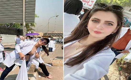 صور تخطف الأنظار لطبيبة مشاركة في احتجاجات العراق صور تخطف الأنظار لطبيبة مشاركة في احتجاجات العراق