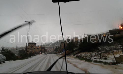 الثلوج في عجلون تصل مناطق الشفا غوريه الثلوج في عجلون تصل مناطق الشفا غوريه
