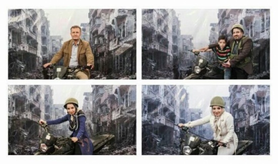 إيرانيون يتباهون بإلتقاط صور بين أنقاض حلب إيرانيون يتباهون بإلتقاط صور بين أنقاض حلب