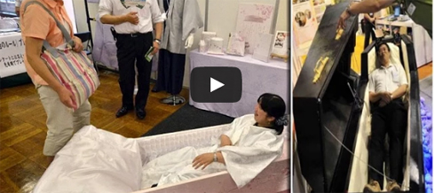 بالفيديو : يابانيون يستعدون "للرحيل" عبر تجربة النوم في توابيت