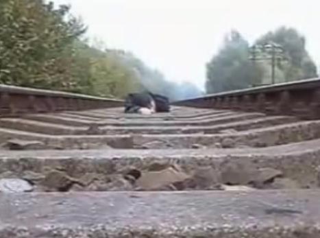 يصور لحظة مرور القطار فوقه