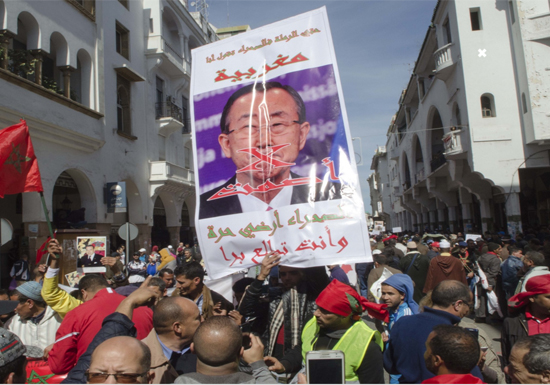 بان كي مون " غاضب " من مسيرة ضده في المغرب