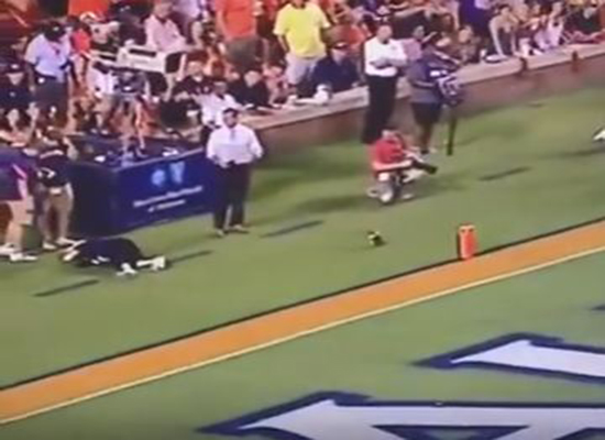 بالفيديو: مشجعة تتلقى كرة في وجهها خلال مباراة على الهواء