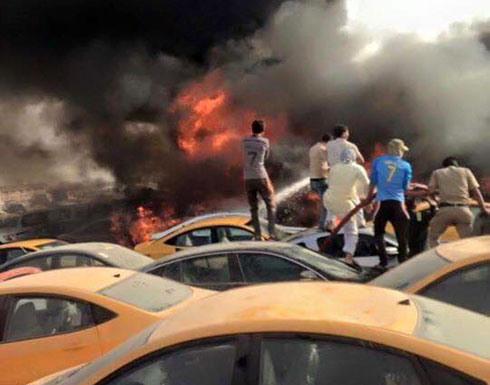 حريق يلتهم المعبر الحدودي بين العراق والكويت حريق يلتهم المعبر الحدودي بين العراق والكويت