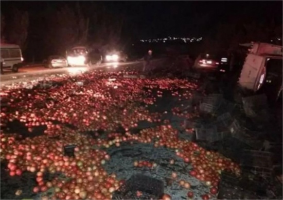 انقلاب ديانا محملة بالبندورة في ذيبان