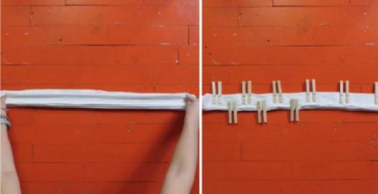 طوَت قطعة من القماش ووضعت أزواج من ملاقط الغسيل!