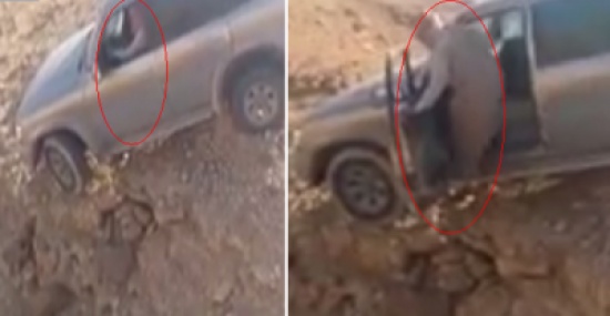 شاهد.. سعودي يُغامر بحياته لإنقاذ سيارة على حافة الهاوية