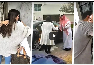 شاهد لجين واسيل عمران يودعان والدهما ووالدتهما قبل السفر