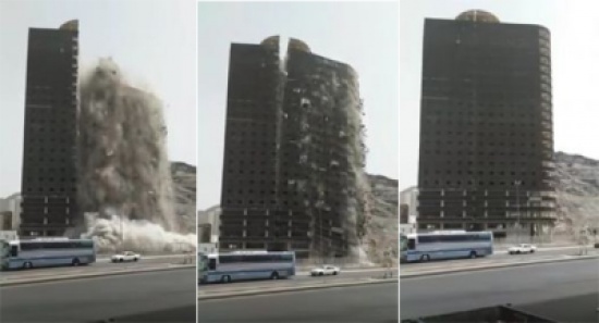 إزالة برج في مكة يثير هلع المارة