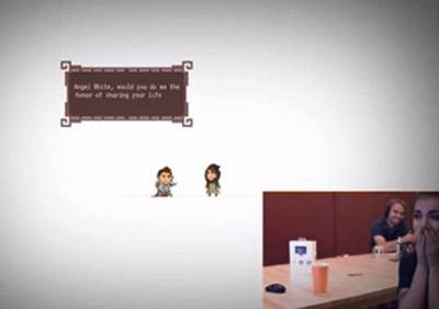 شاب يطلب من حبيبته الزواج على طريقة لعبة سوبر ماريو