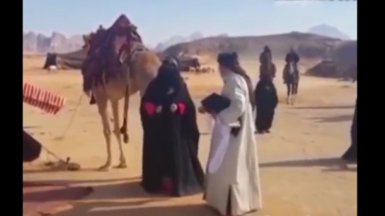 فيديو - جمل يركل ممثلة عربية أثناء التصوير
