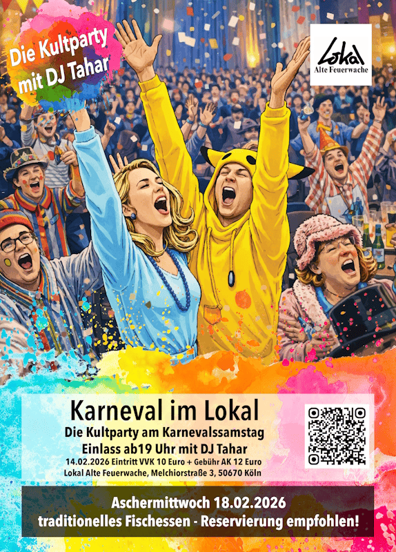 Karneval im Lokal – Die Kultparty am Karnevalssamstag