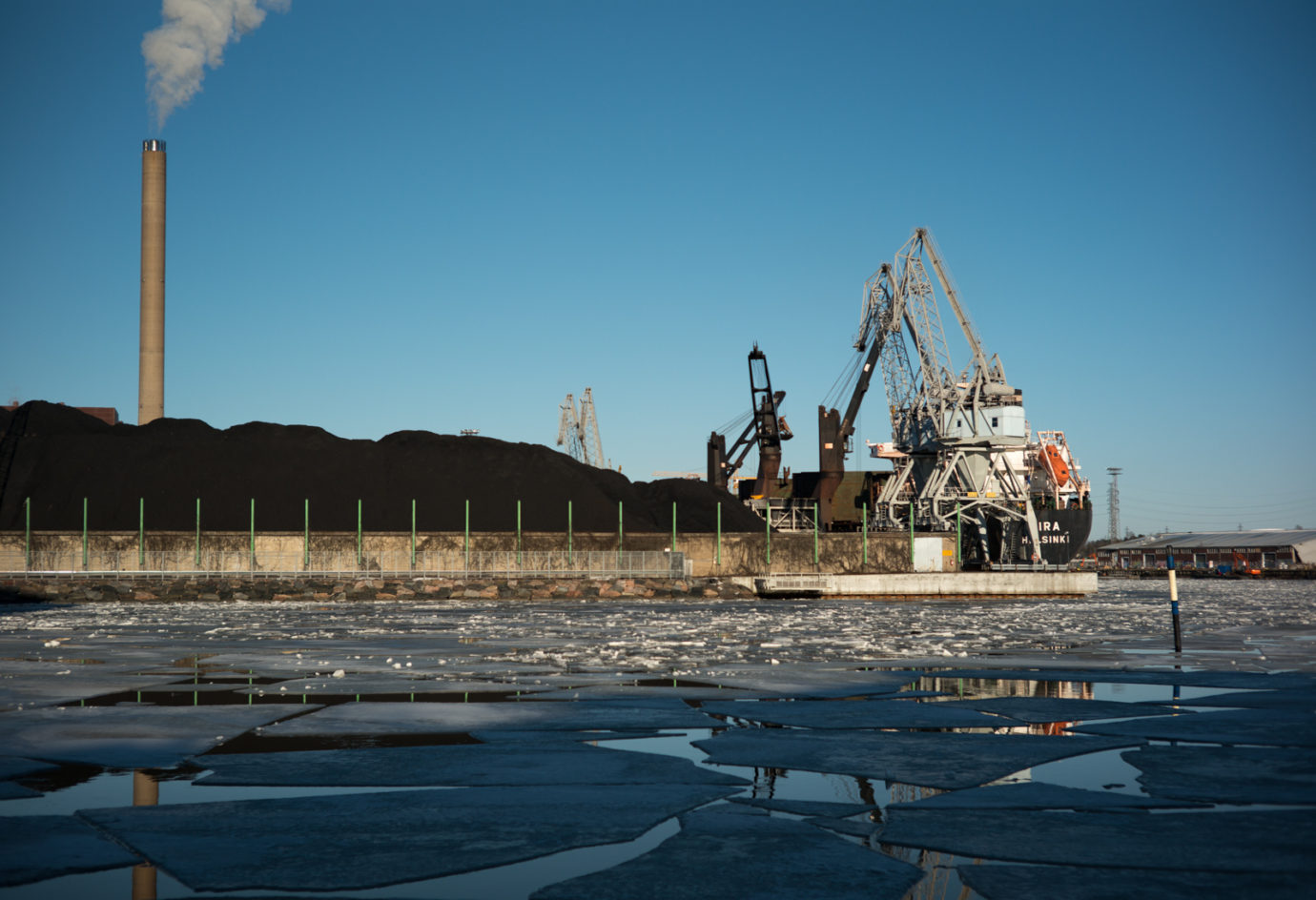 Coal ship Eira at dock near the Hanasaari power plant