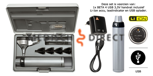 HEINE BETA 400 F.O. OTOSCOOP SET + USB OPLADER