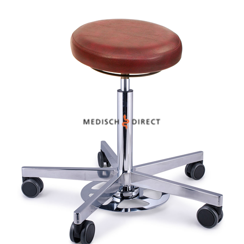 NHG VERRIJDBARE TABOURET-540 RONDE ZIT CHROOM UITVOERING HAND BEDIENING