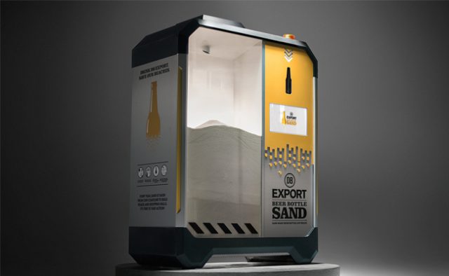 device that recycles glass bottles into sand