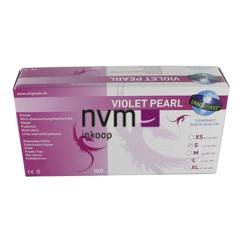 FHS HANDSCHOENEN POEDERVRIJ NITRILE VIOLET PEARL SMALL (PAARS/100st)