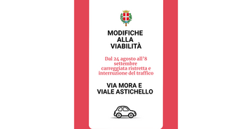 Lavori stradali, dal 24 agosto all’8 settembre carreggiata ristretta in via Mora e strada chiusa in viale Astichello