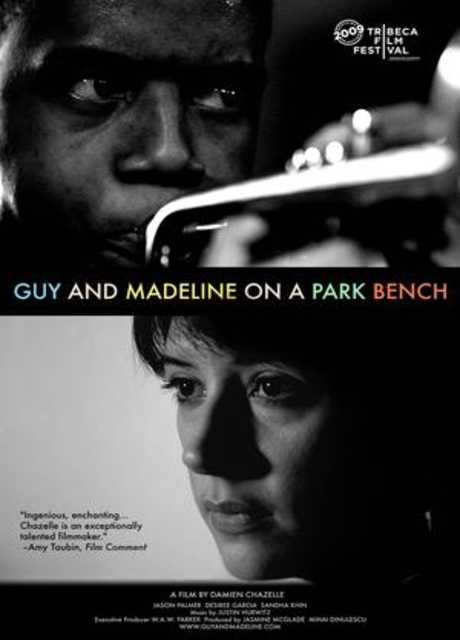Guy and Madeline on a park bench